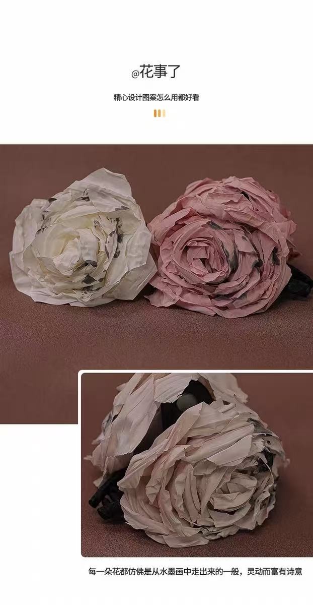 Oversized Floral Acrylic Hair Claw, Hand Painted Fabric Flower Hair Clip 4 Color