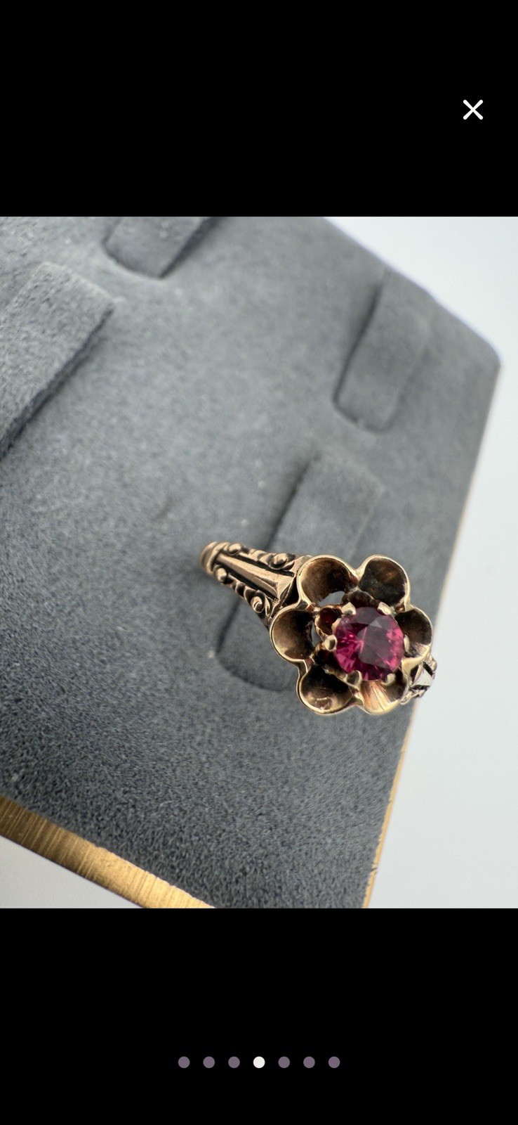 Antique Victorian 10k Yellow Gold Ruby Ring Belcher ~ Size 6