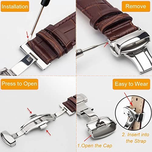 Watch Band Deployant Clasp Butterfly Push Button Buckle Stainless Steel For