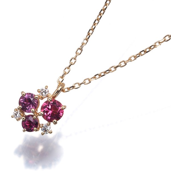 Auth TASAKI Necklace Pink Tourmaline Garnet Diamond 0.04ct 18K 750 Rose Gold