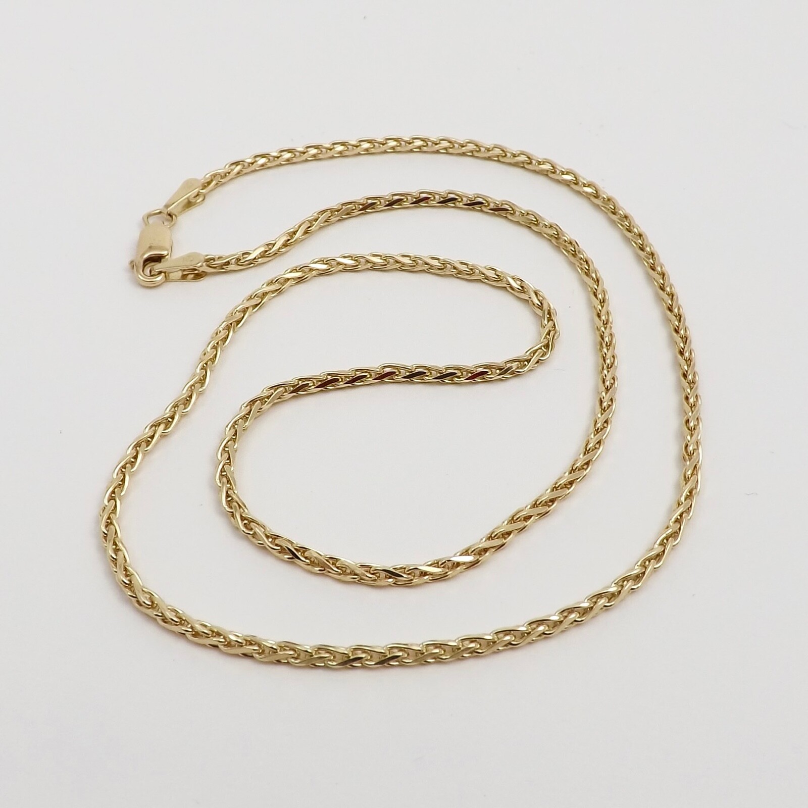 14k Gold Round Wheat Link Pendant Chain Necklace Diamond Cut 18in 2mm New