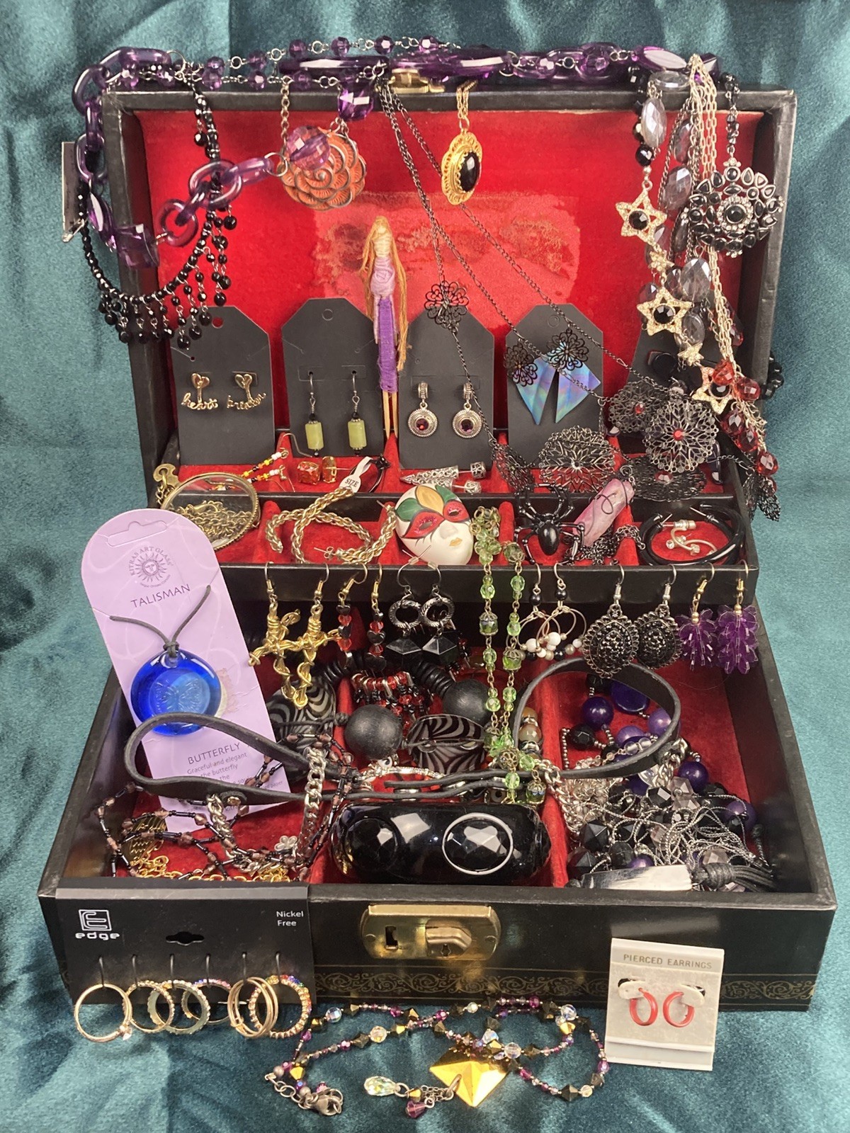 50Lot Gothic Inspired Costume Jewelry Romance Goth Earring Emo & Jewelry Box