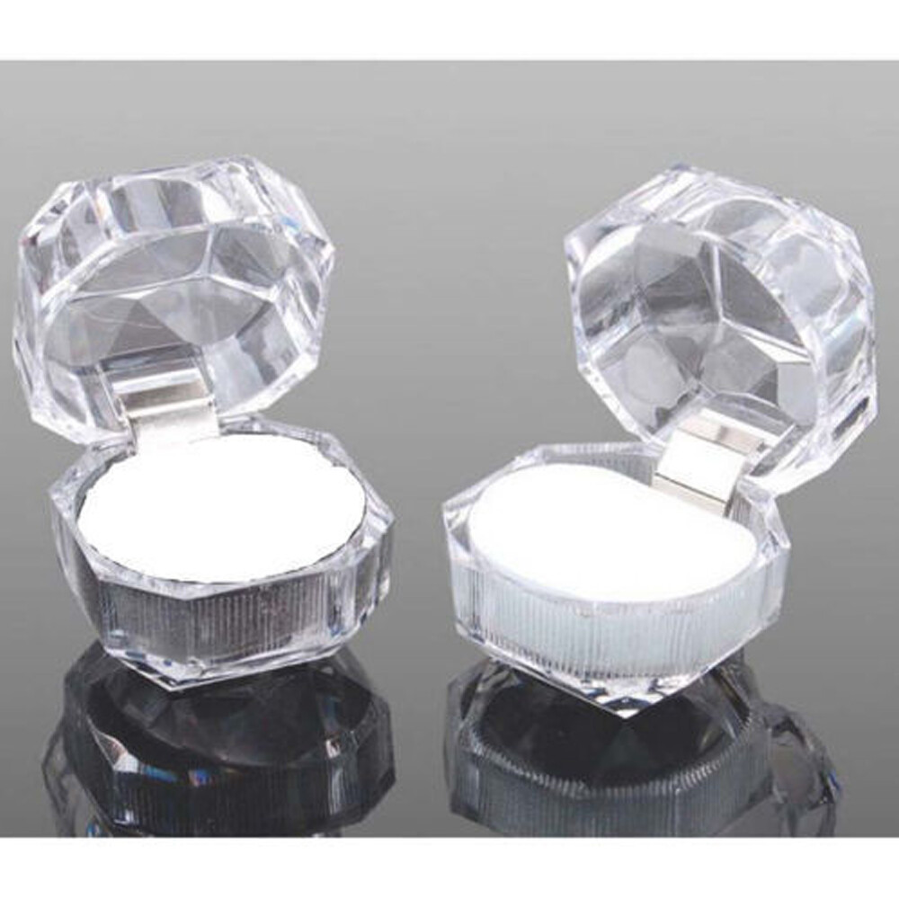 20pcs Transparent Plastic Crystal Lots Jewelry Ring Display Storage Boxes White