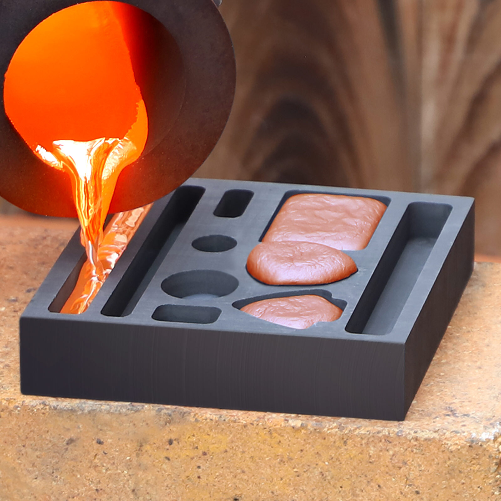 Graphite Ingot Casting Mold Combo Mould For Melting Refining Gold/Silver/Copper