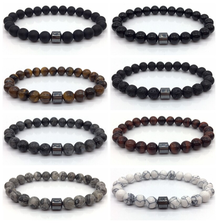 Men Women Natural Round Gemstone Bead Handmade Beads Charm Jewelry 8MM Bracelet