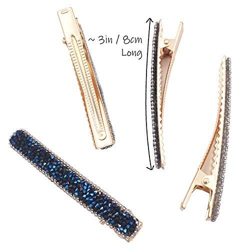 4 Rhinestone Crystal Long Slim Beak Duckbill Alligator Clip Pin Hair