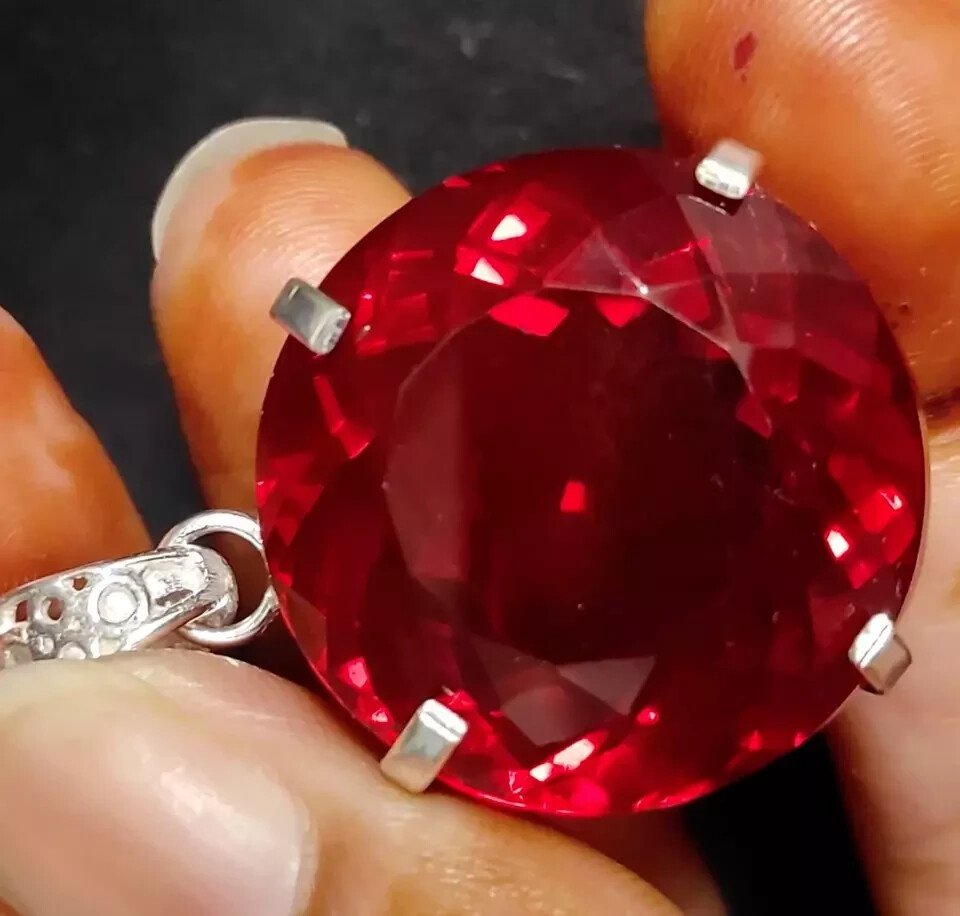 Certified Natural 52.23 Ct Red Red Ruby 925 Solid Silver Pendant Loose Gemstone