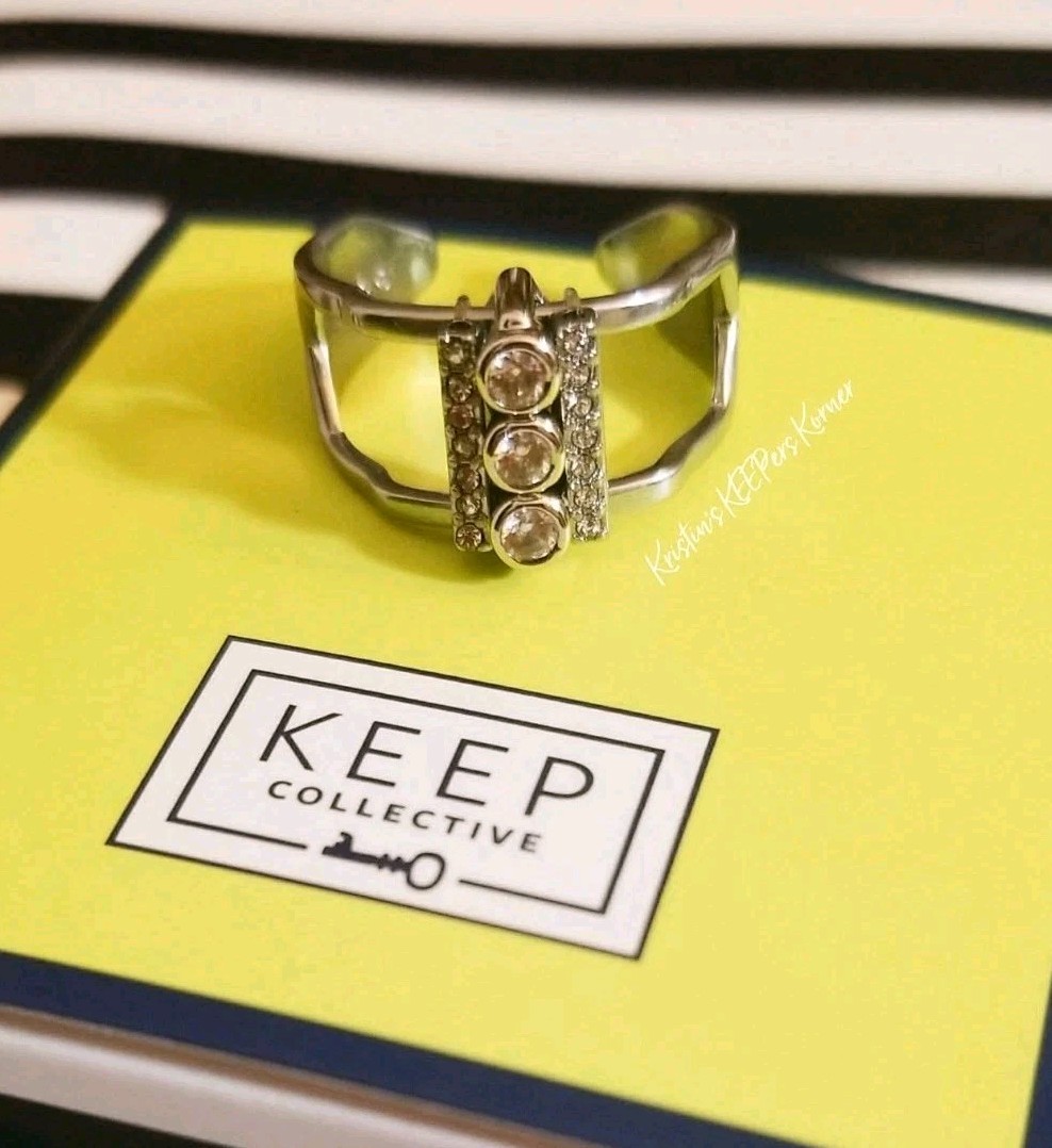 KEEP Collective SILVER RING Size M/L 7-9 Adjustable Charm Key Keeper NEW