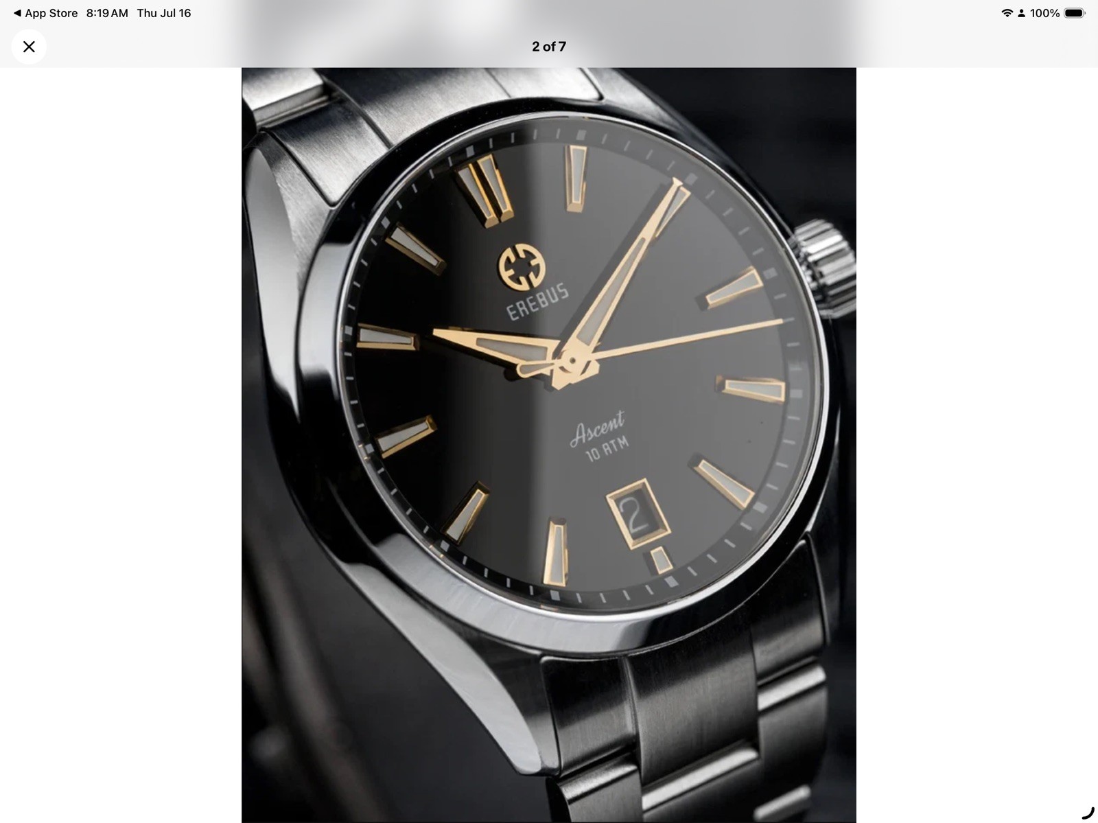 Erebus Watches Ascent 39mm Black Gilt Men’s Stainless Steel Sports Watch
