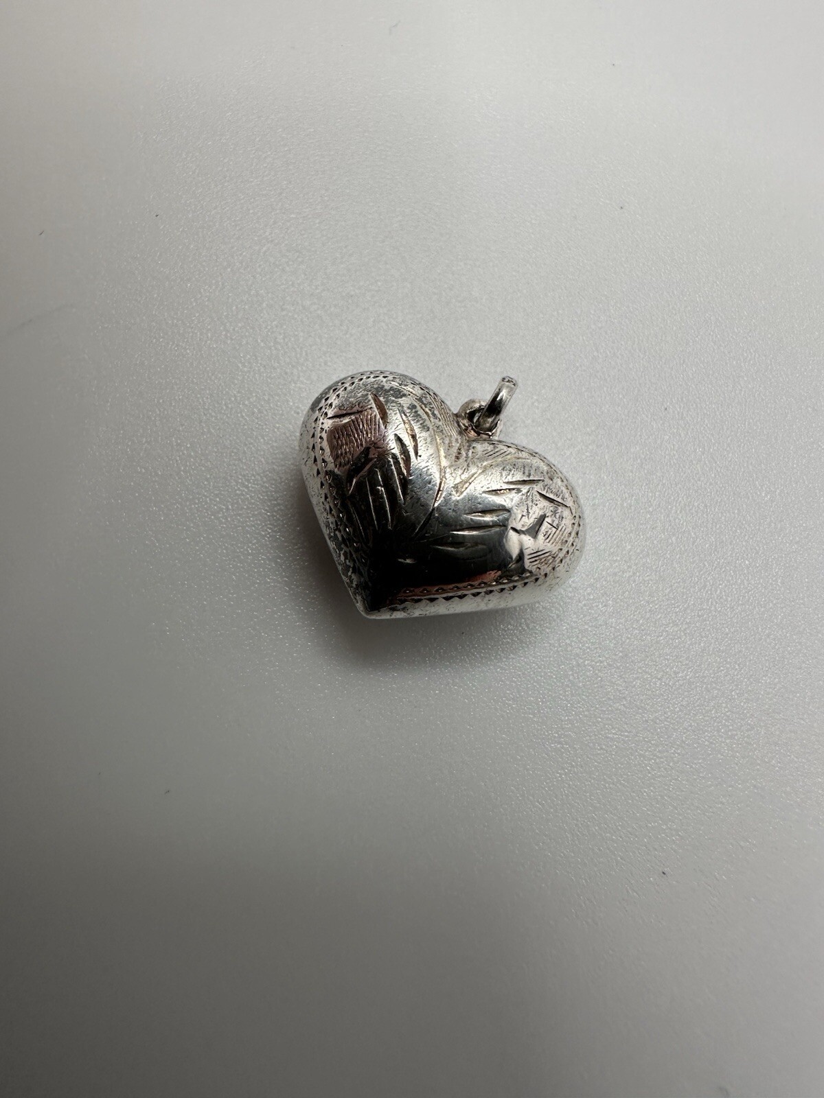 Vintage Sterling Silver Ornate Engraved 3d Heart Pendant 1.7cm JB15