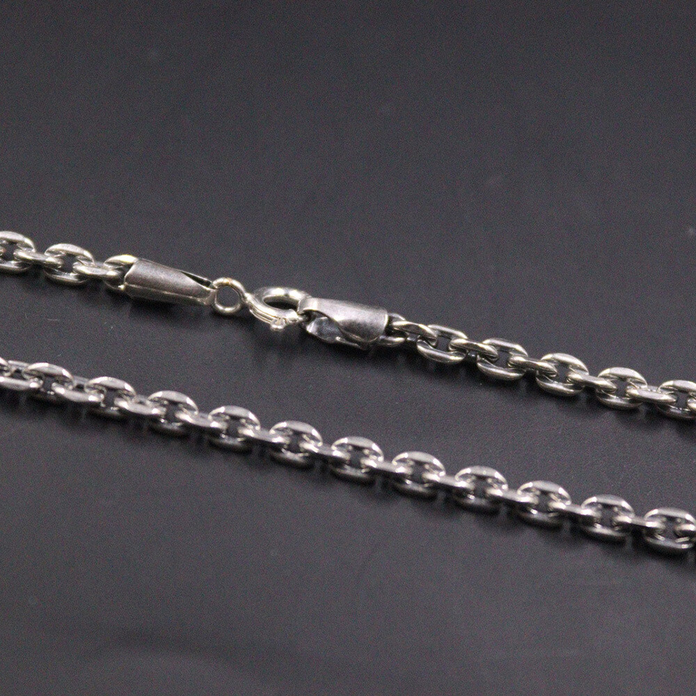 Sterling Silver Chain 925 Men Necklace Vintage Jewelry 3mmW Cable Chain 22inchL
