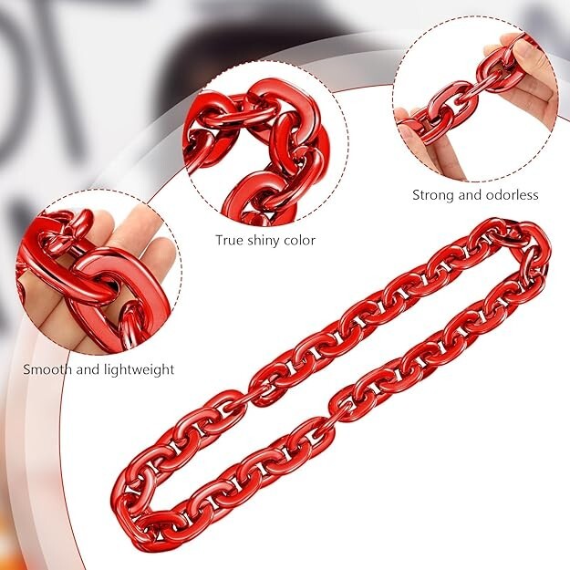 Red Hip Hop Large Acrylic Thick Plastic Cuban Link Chain Necklace 32in 80cm