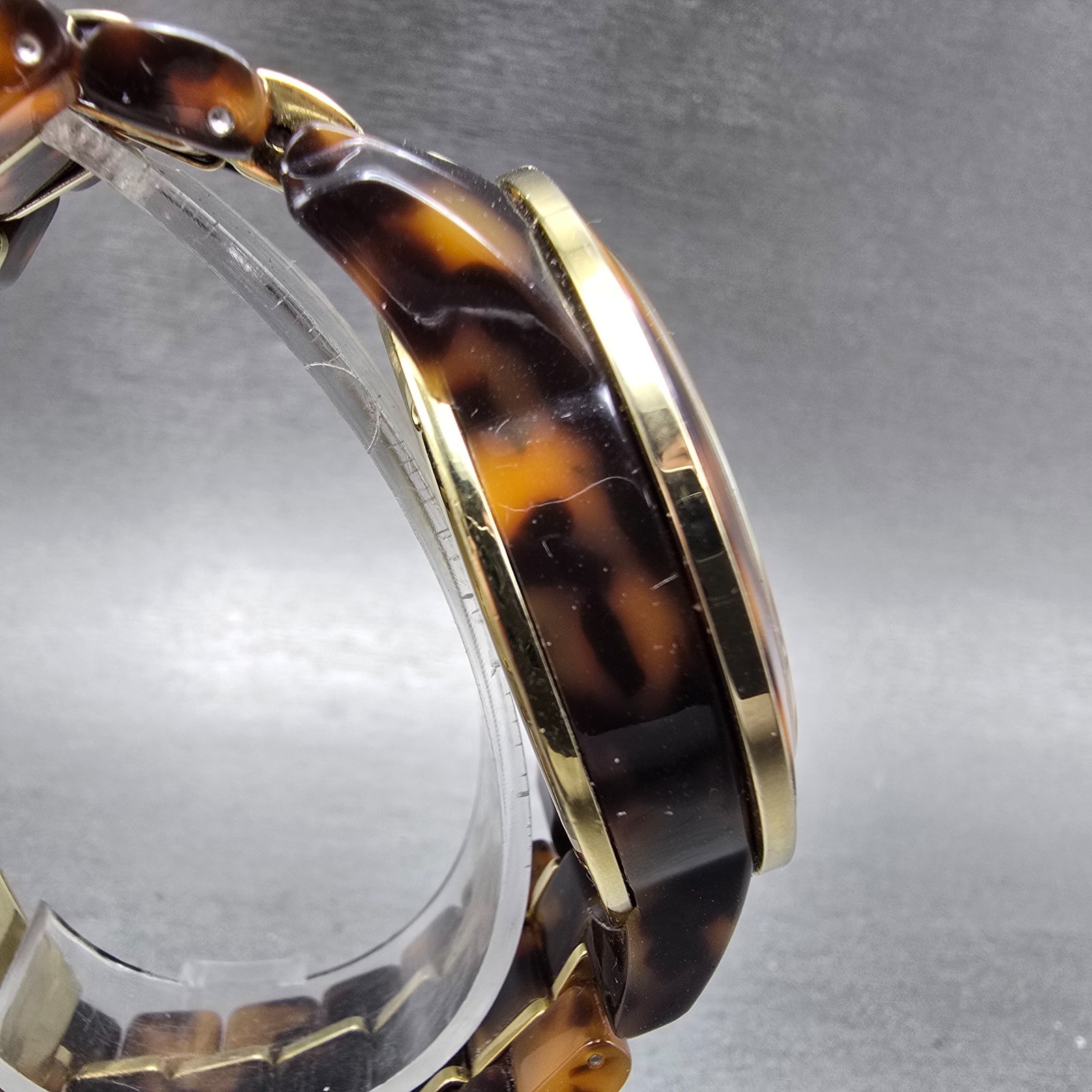 Michael Kors Chronograph Watch Women 43mm Brown Dial Brown Tone MK-5805 New Batt
