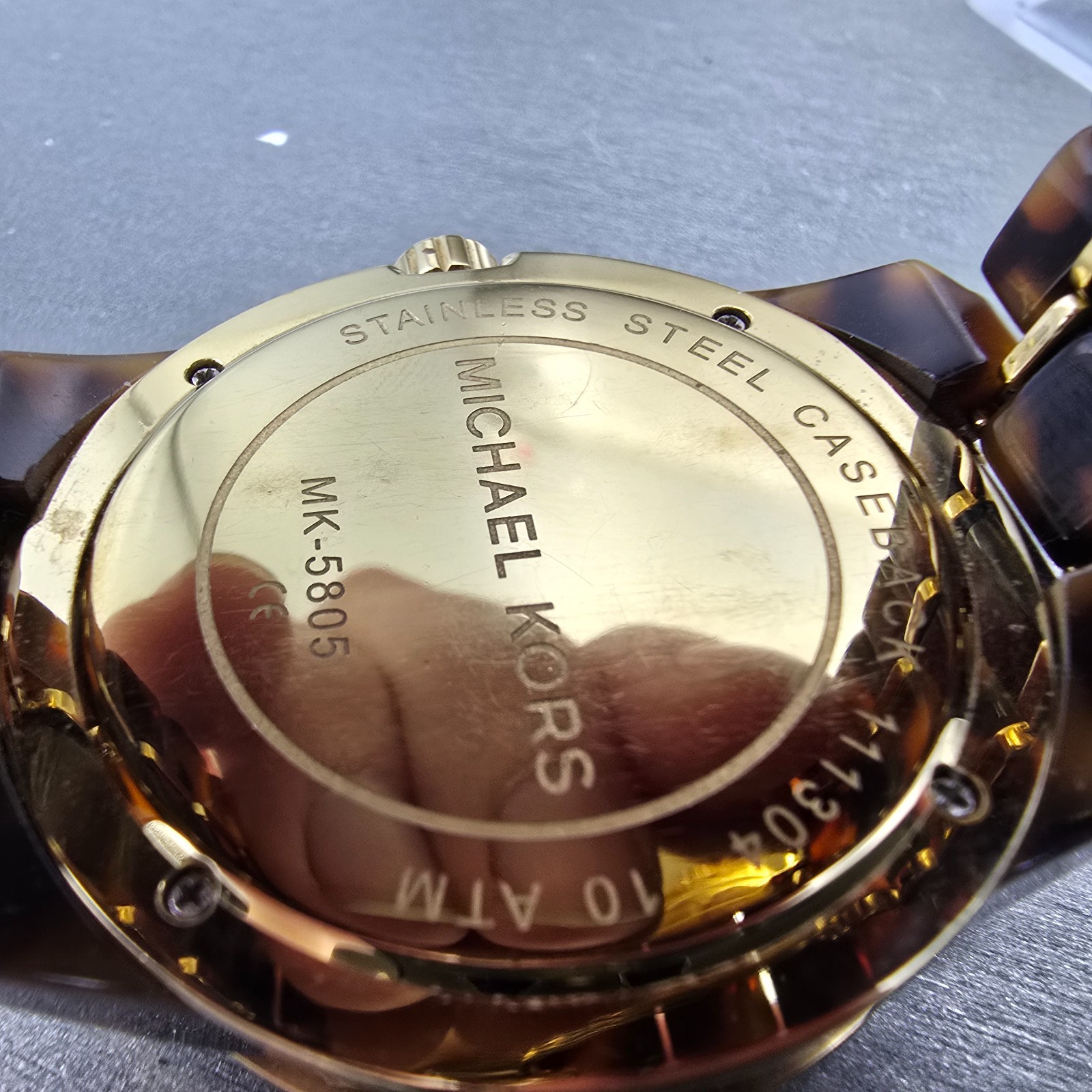 Michael Kors Chronograph Watch Women 43mm Brown Dial Brown Tone MK-5805 New Batt