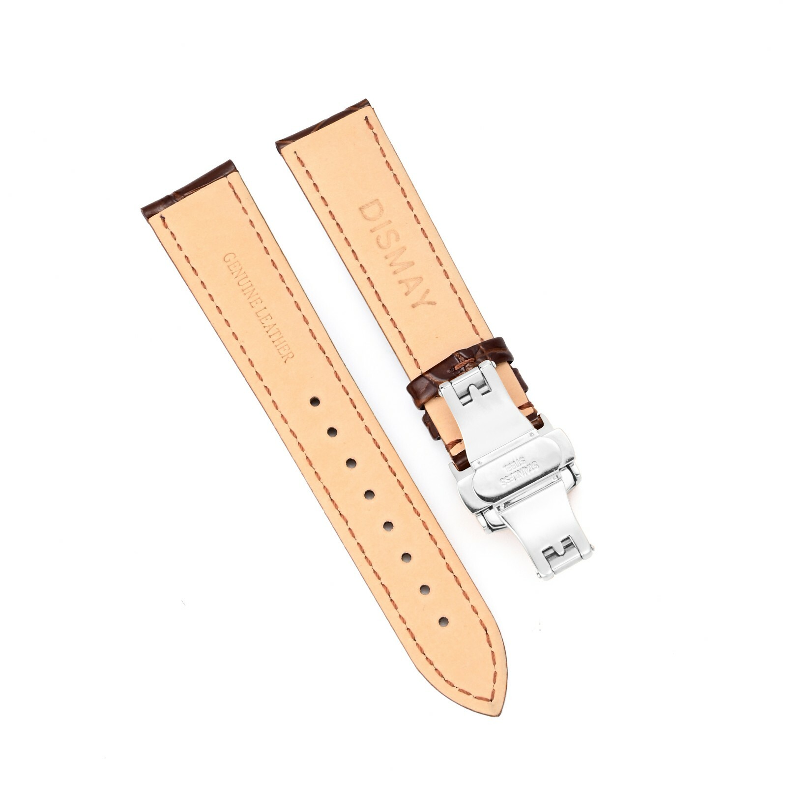 18-24mm Watch Strap Band Genuine Leather Alligator Patterned Deployment Clasp