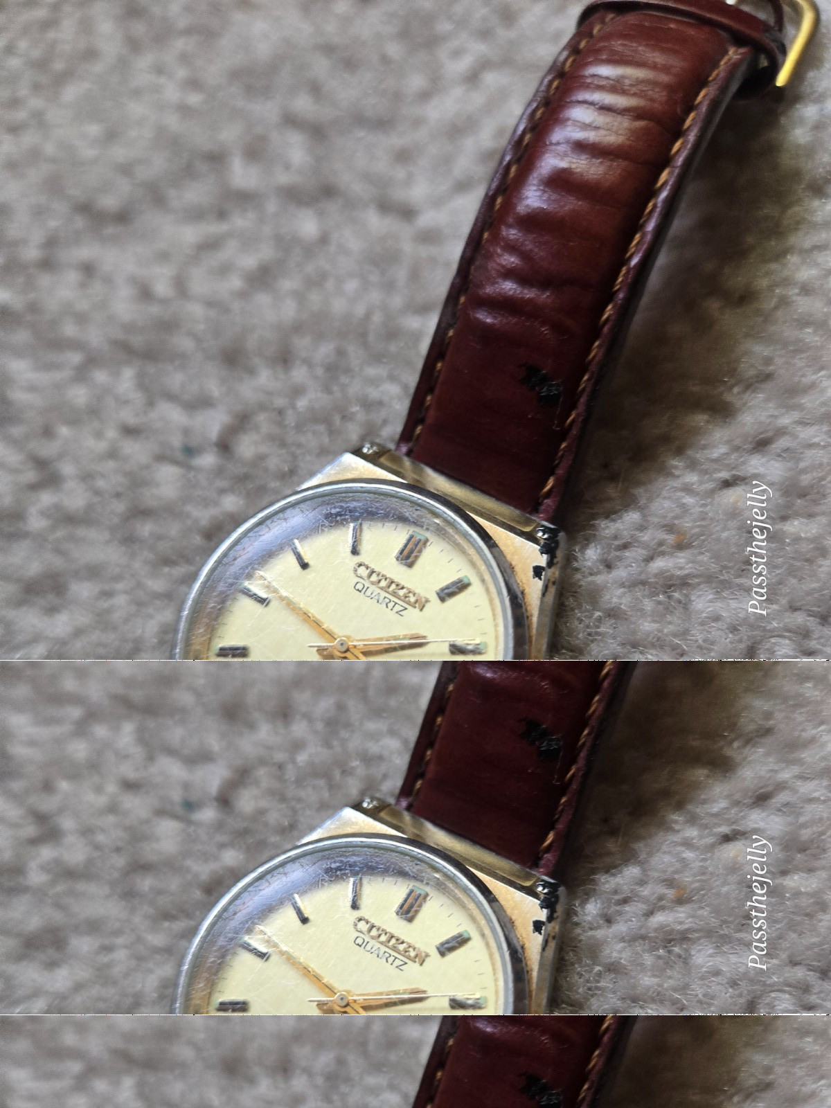 Citizen Seven Watch Mens Gold Tone Champagne Dial Date Quartz Dress Watch vtg