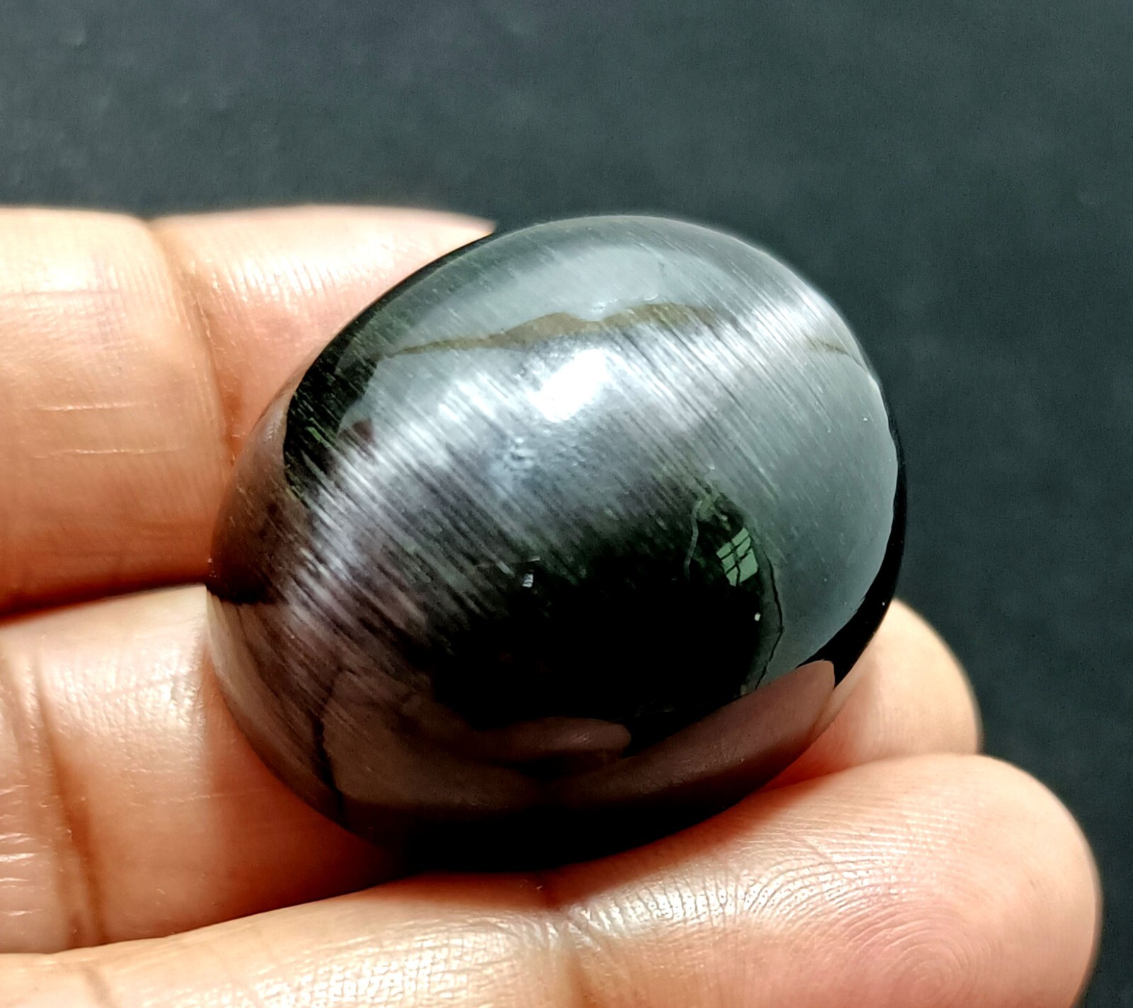103.50 Ct NATURAL BRAZILIAN Black Cat Eye Oval Cut Loose Certified GEMSTONE