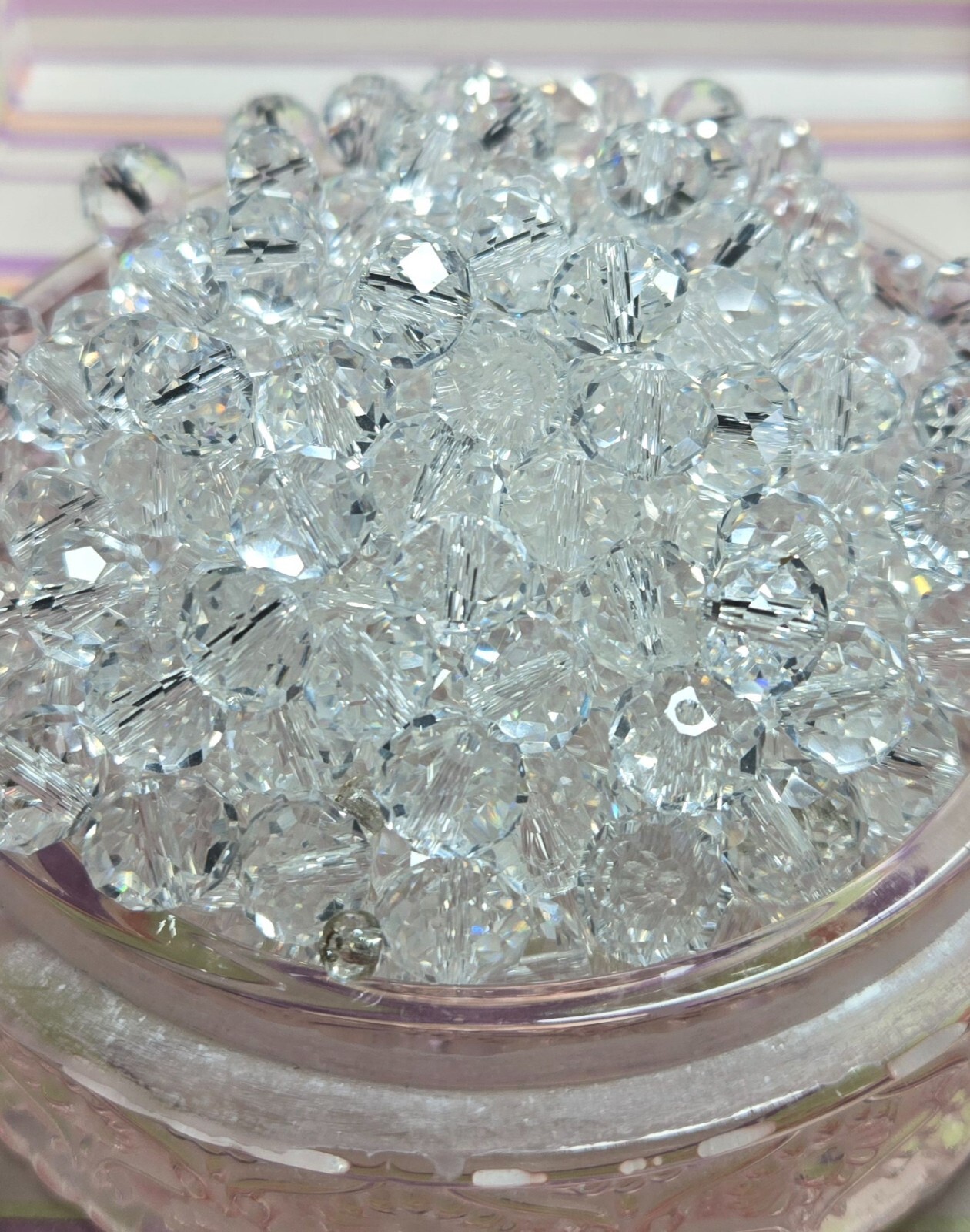 Crystal Beads 6x8mm Beads for Jewelry Making Bulk 180 pcs Clear White Roundelle