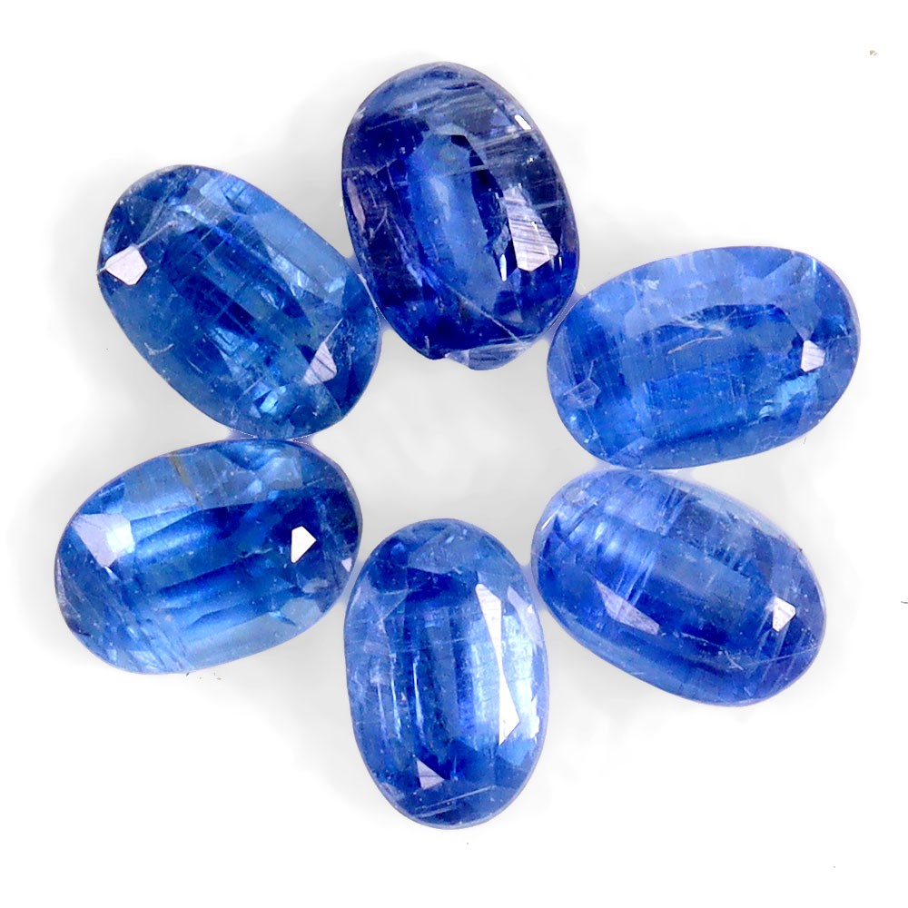 Oval Cut Natural Cornflower Blue Kyanite Nepal 6pcs 4.12ct 6x4mm Lot Gemstone