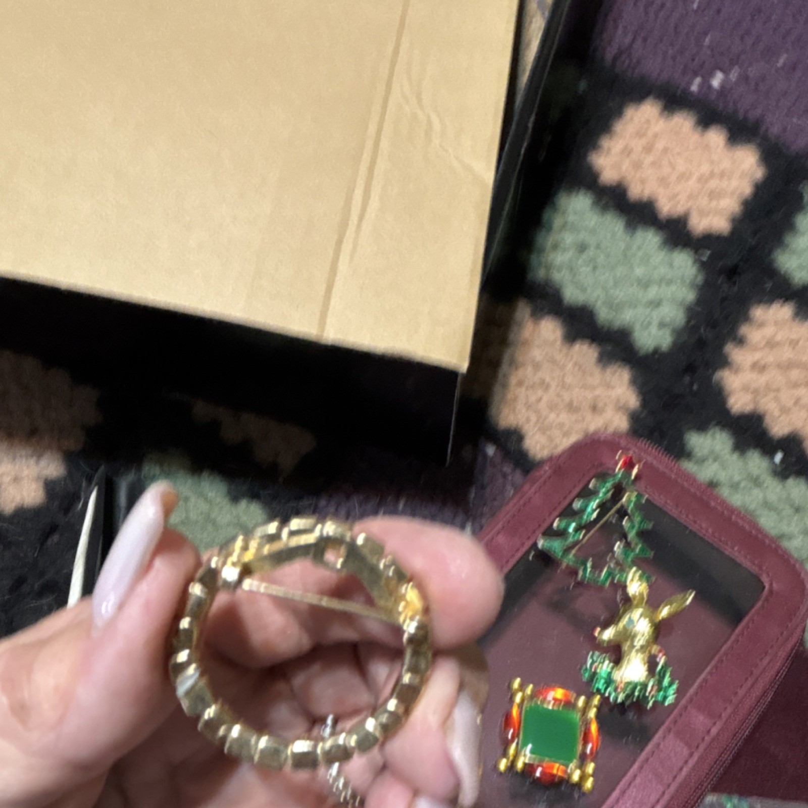 4pc Holiday Costume Brooch & Pin Mixed Lot Rhinestone Metal Tree Reindeer