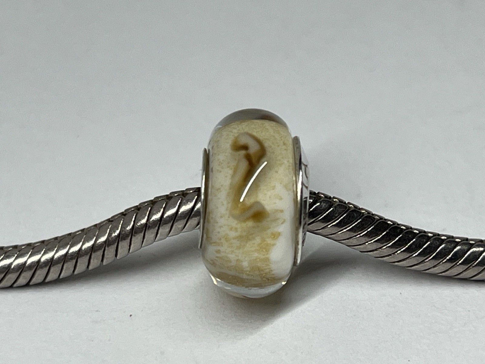 Chamilia Gold White Sand Murano Bead 925 Sterling Fit Other Brands Combine Ship!