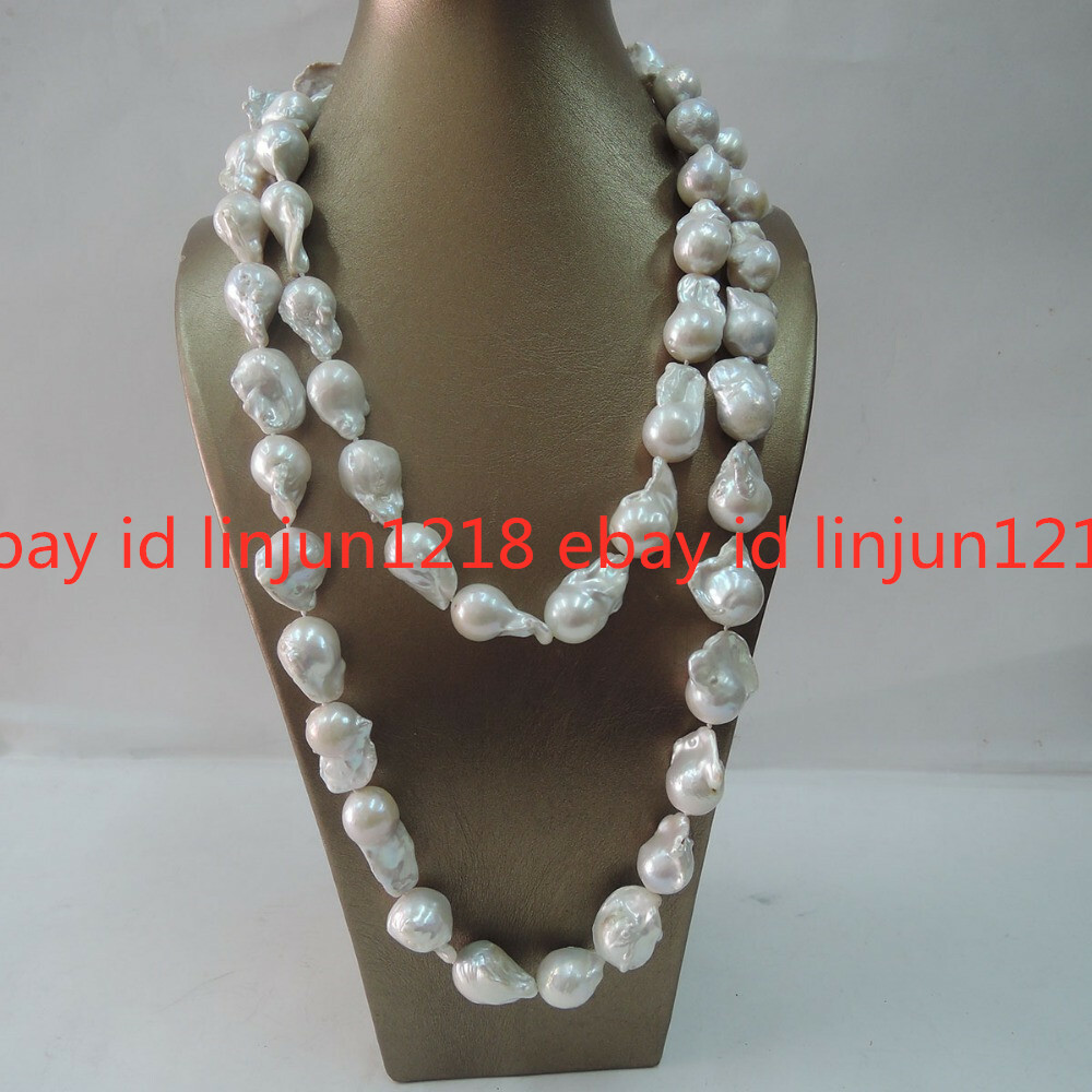 REAL HUGE AAA WHITE BAROQUE PEARL NECKLACE 18/20/22/24/28/30/36”