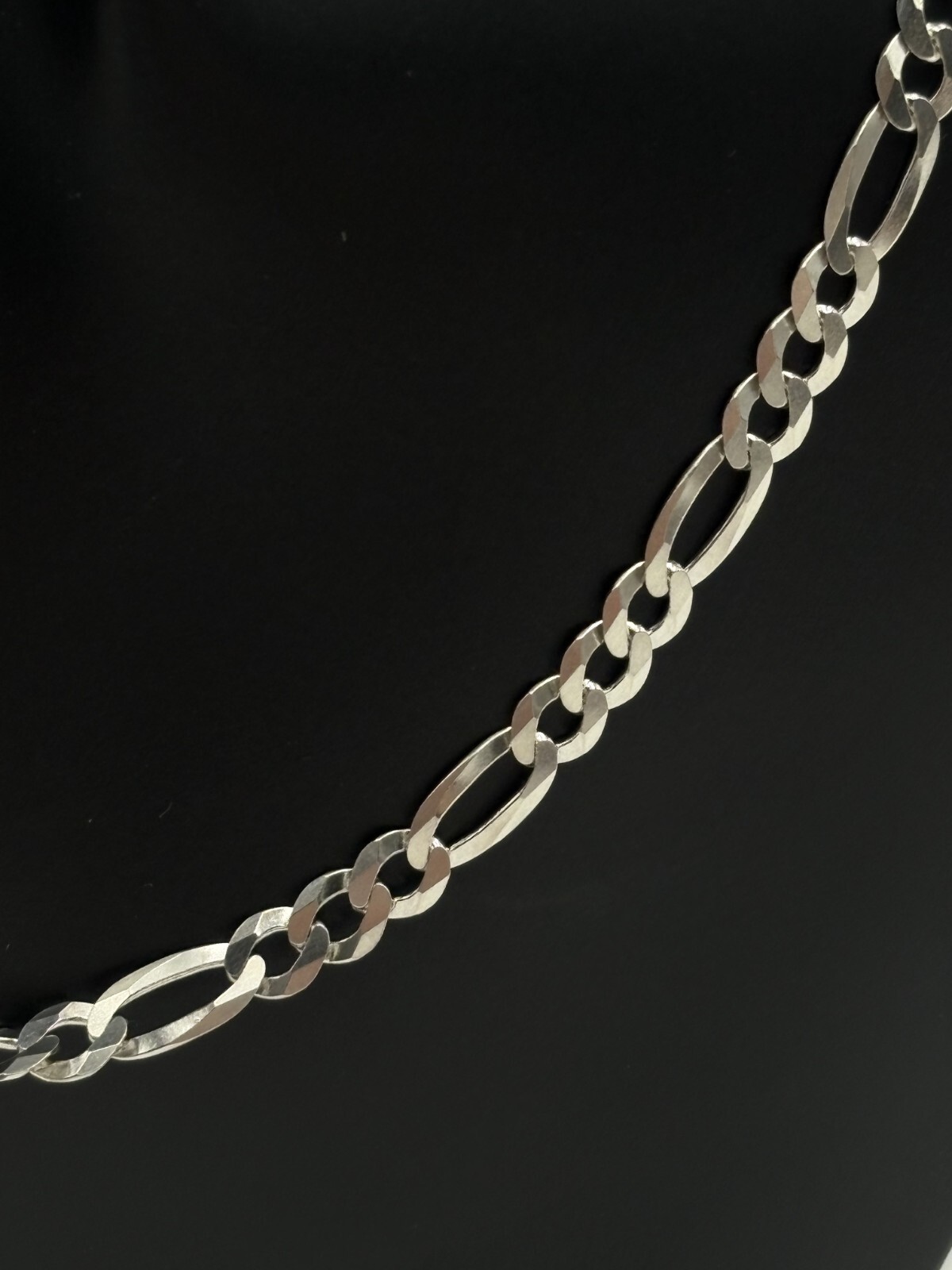STERLING SILVER 925 ITALY 24″ FIGARO CHAIN NECKLACE 4.4 mm wide 10.7g