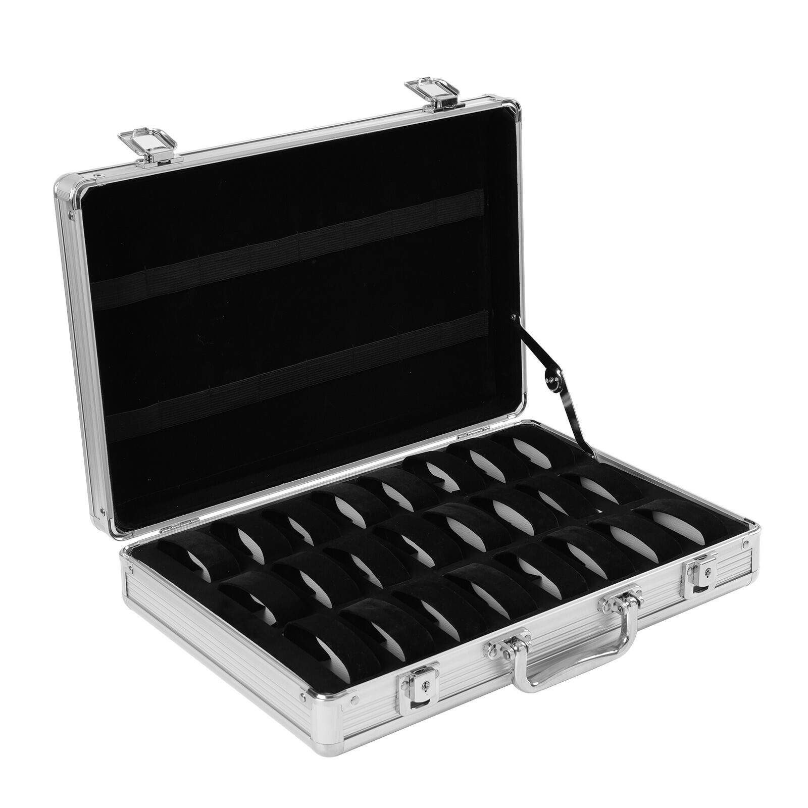 24+8 Slots Aluminum Watch Case Lockable Storage Box Jewelry Display Suitcase