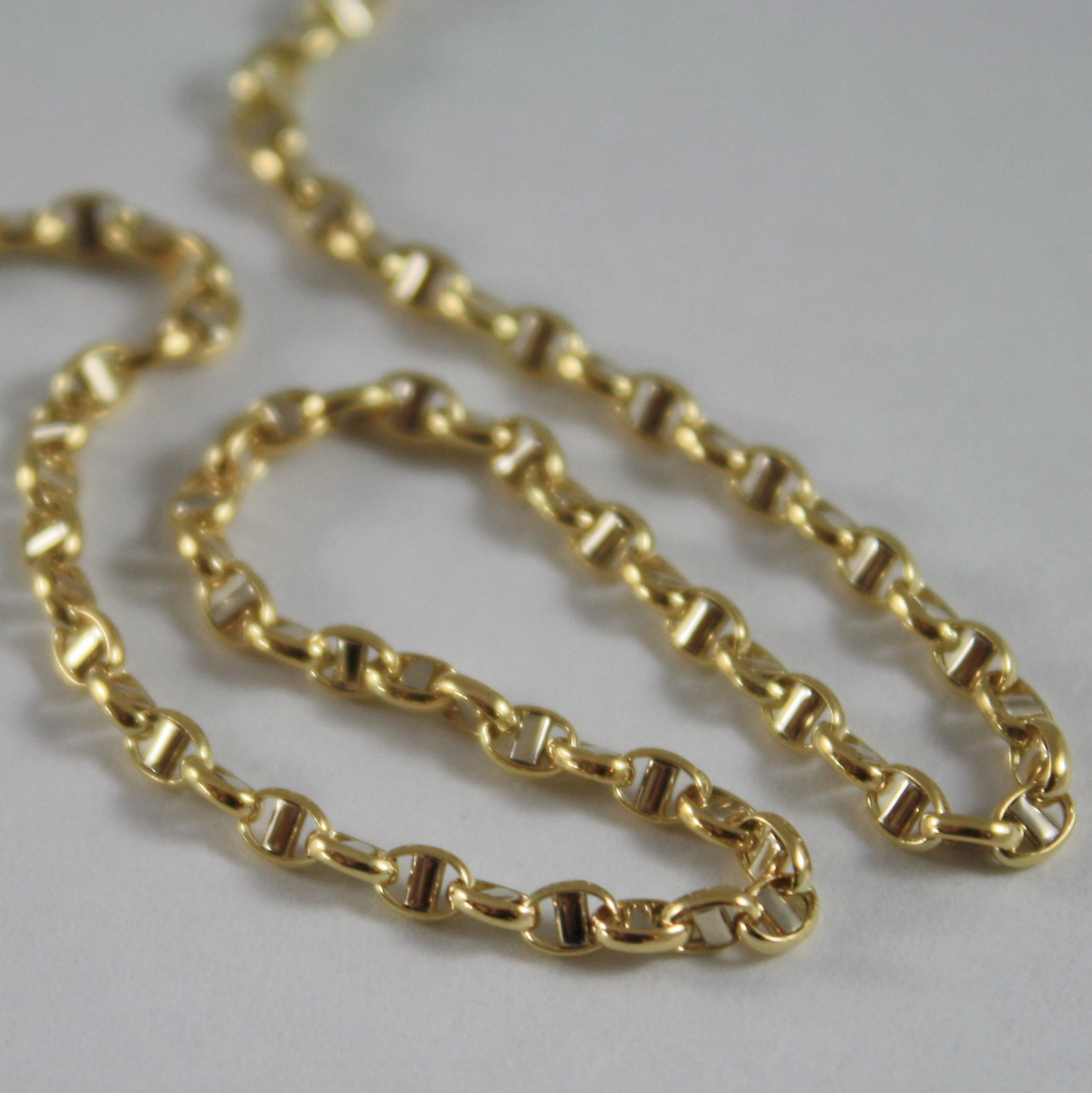18K YELLOW GOLD CHAIN NECKLACE SAILOR’S OVAL NAVY LINK 23.62 IN MADE IN ITALY
