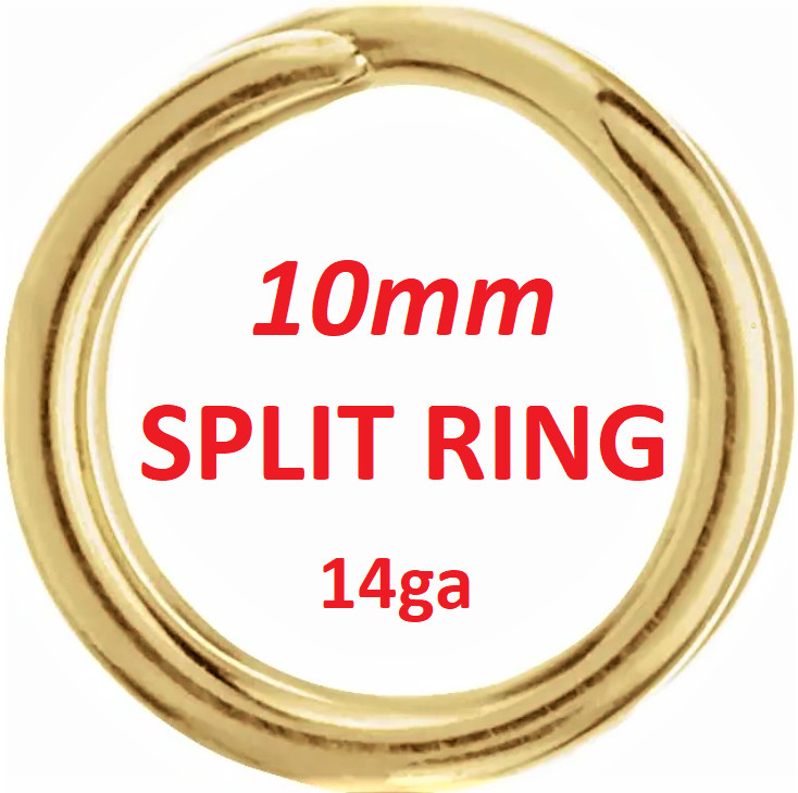 10mm OD 14gauge 18k Solid Yellow Gold Round Split Jump Ring Clasp Charm Keychain