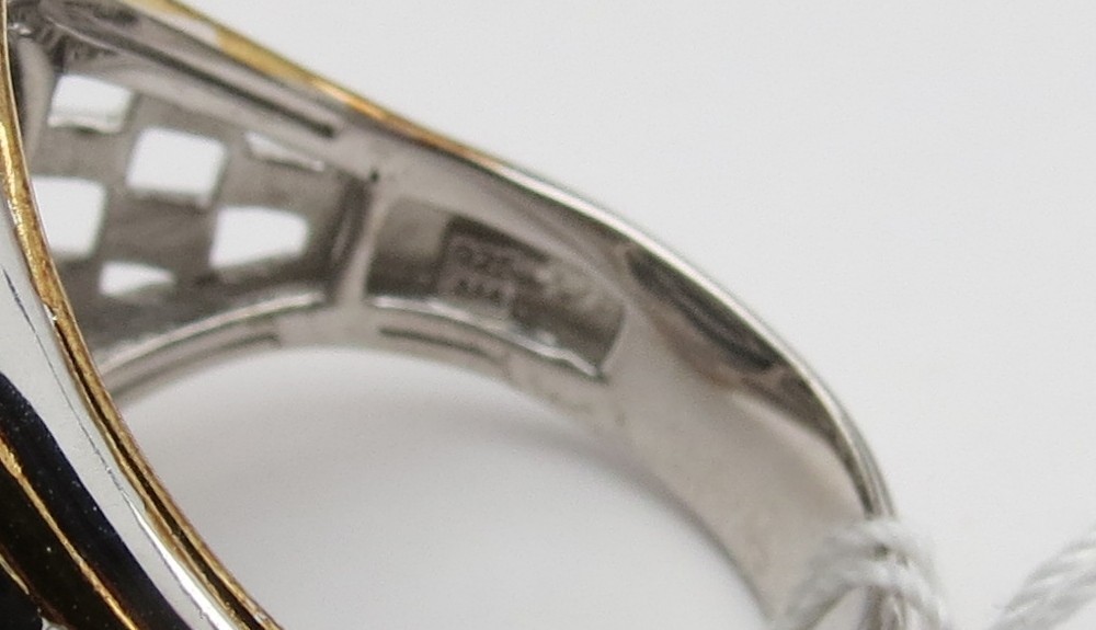 Michael Valitutti Chess Knight Hematite Sterling Silver Palladium 18K Men’s Ring
