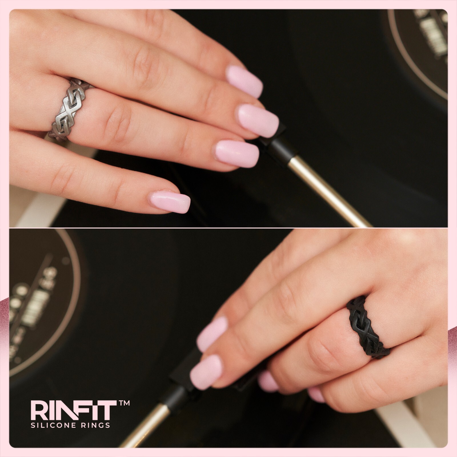 RINFIT Silicone Wedding Rings for Women. Stackable 3 Rubber Rings Set