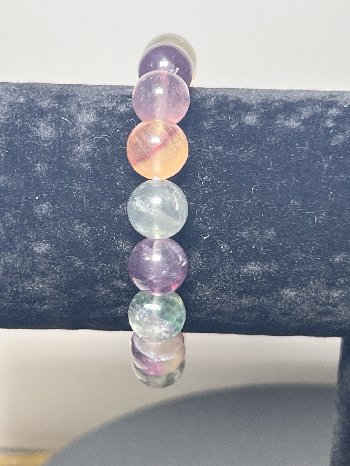 Rainbow Fluorite Beaded Bracelet – Stretchable (11 mm)