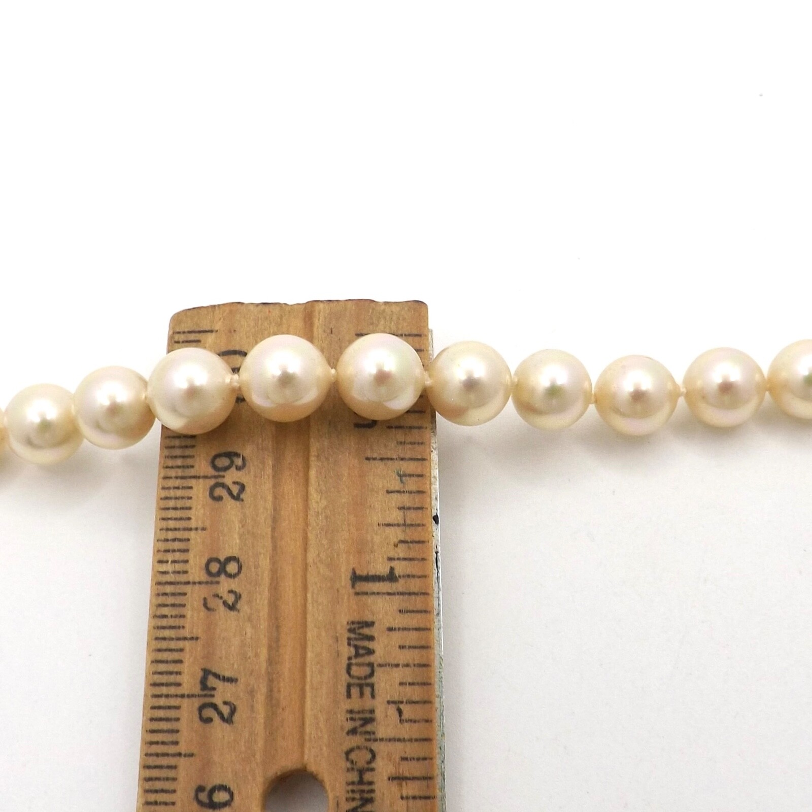 Majorica Pearl Necklace 8mm 30in Sterling Silver Gold Clasp Original Box Spain