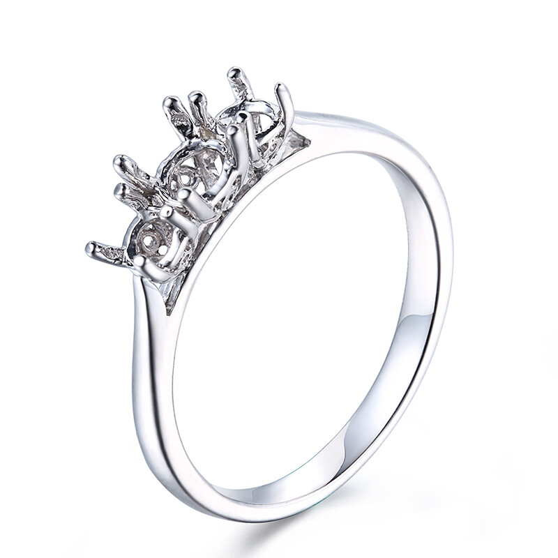 Round 4mm to 4.75mm & 3mm to 3.6mm Semi Mount Ring Solid 10k White Gold Jewelry
