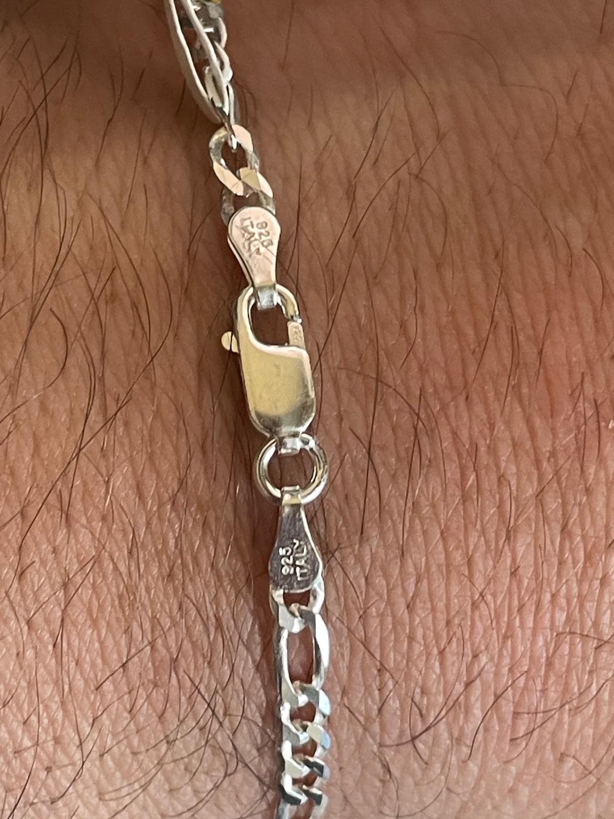 Italian Solid 925 Sterling Silver, 18K Gold Plated 3mm Diamond Cut Figaro Link
