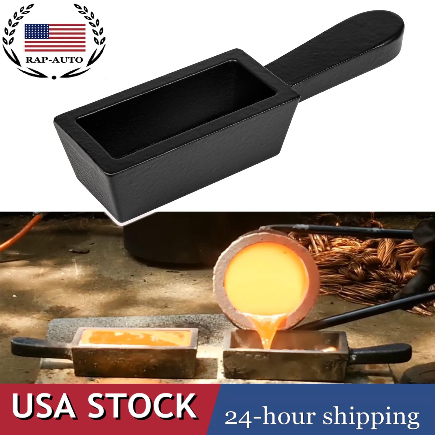 25 oz Troy Ounce Gold Bar Loaf Cast Iron Ingot Mold for Gold Silver BrassCasting