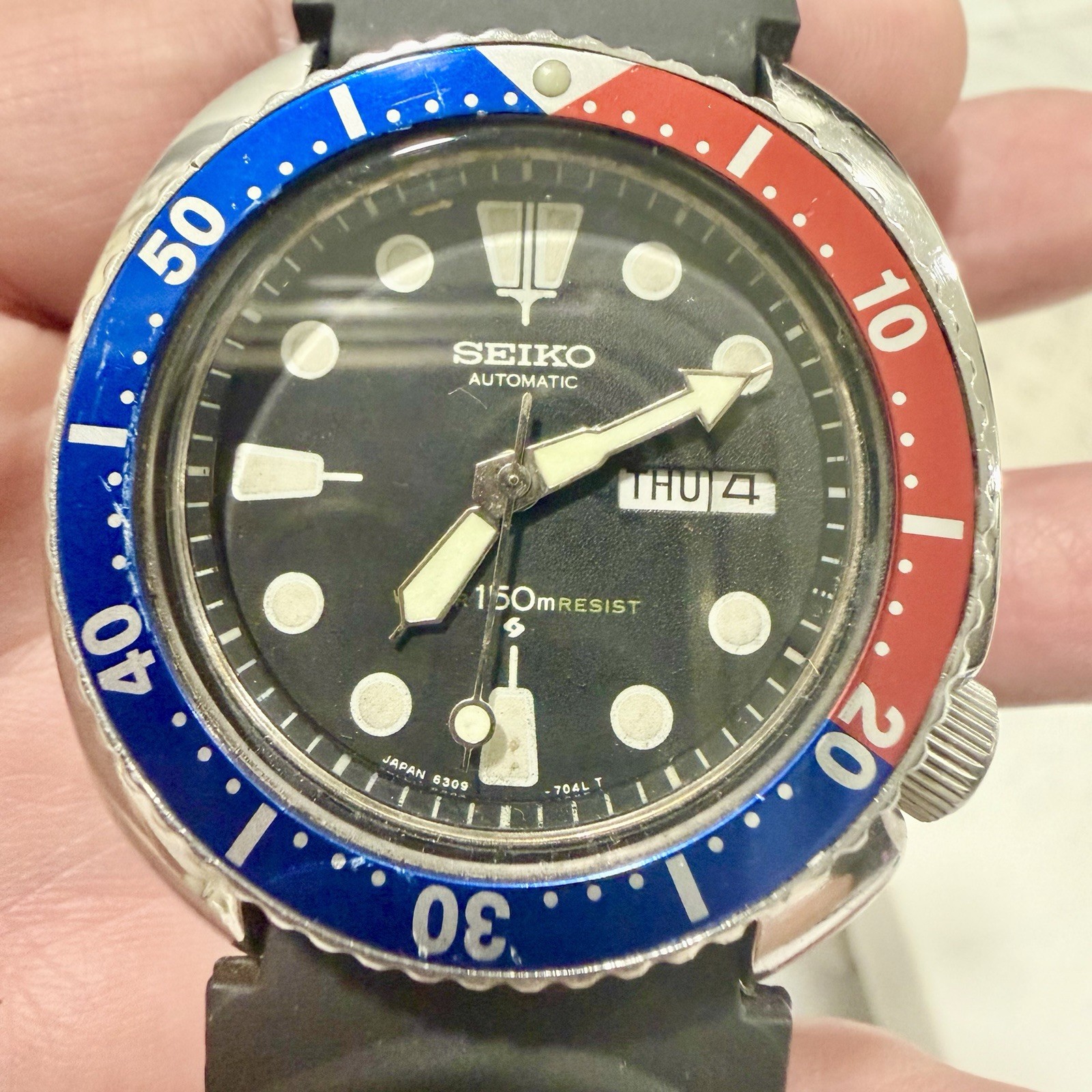 Vintage Seiko Turtle Pepsi 6309-7040 Suwa Automatic Men’s 44mm Diver Watch RUNS