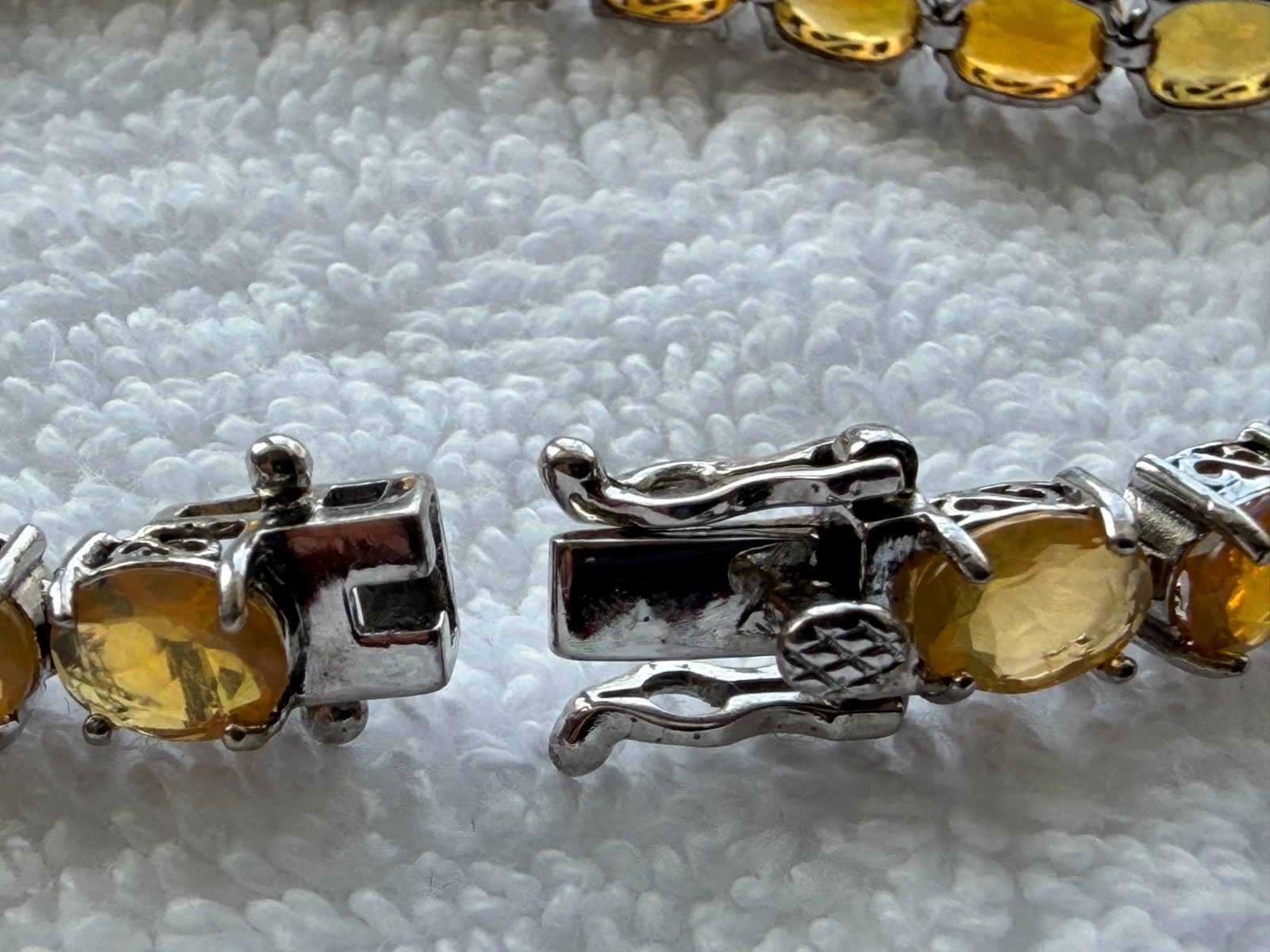 Natural Citrine Tennis Bracelet 925 Sterling Silver 9″