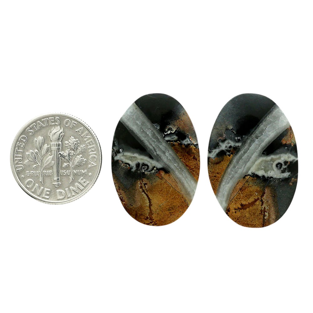 Natural Maligano Jasper Pair 17.1×25.5×3.5 mm Oval Shape Gemstone LS53-07066