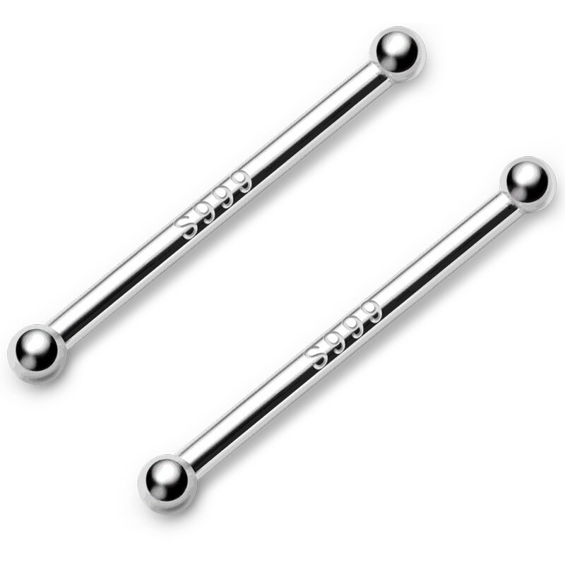 Genuine 999 Pure Silver 1.5mm Tiny Solid Ball Bead Stud Earrings Ear Piercing