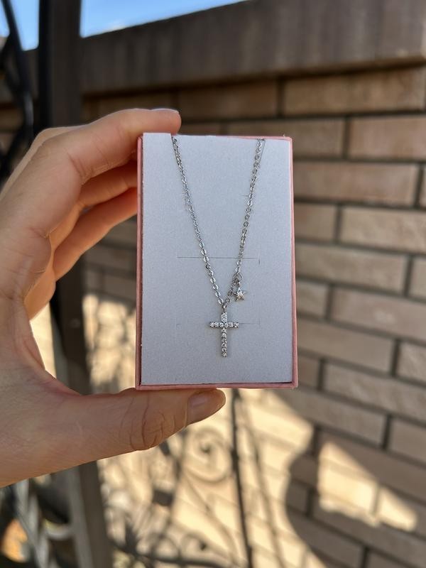 Retro Style Silvery Rhinestone Pave Cross & Cubic Zirconias Chain
