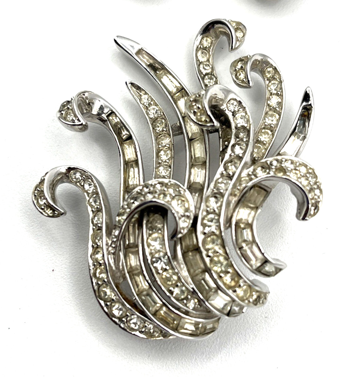 Vintage Marcel Boucher Art Deco Style Baguette Rhinestone Brooch & Clip Earrings