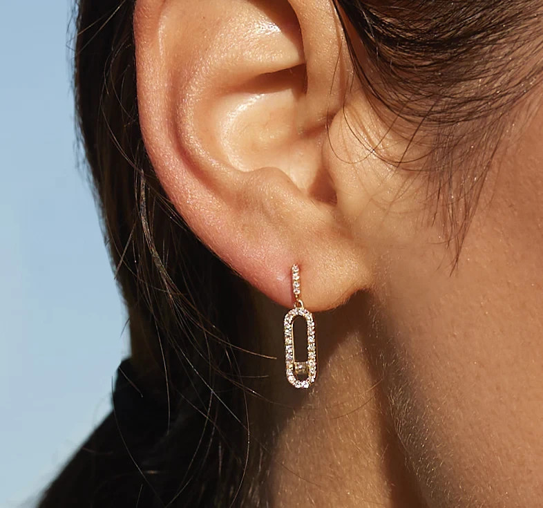 Stylish Dangle Earring Lab Created moissanite Gemstone 925 Silver Gift Earring