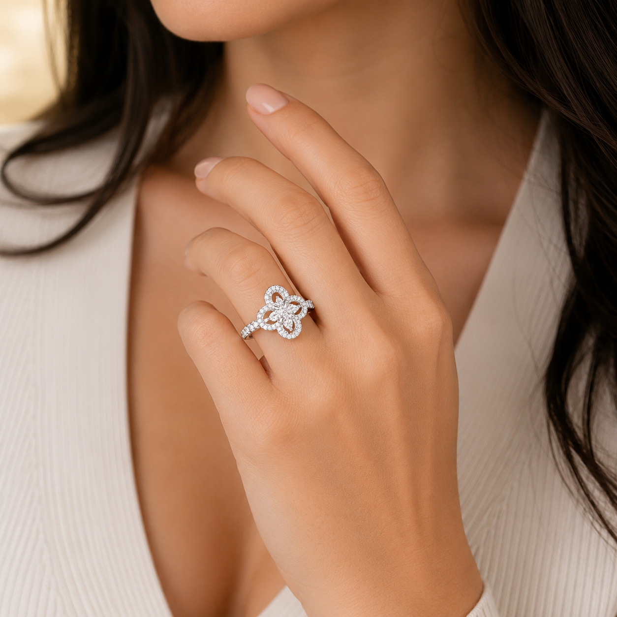 Natural Diamond Round Cut 14K Gifted Engagement Ring Solid White Gold 0.78 Ct