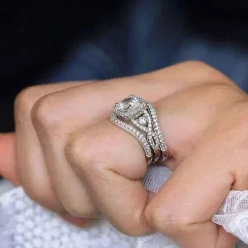 2.75 Ct Round Cut Lab Created Moissanite Wedding Bridal Ring In14K White Gold