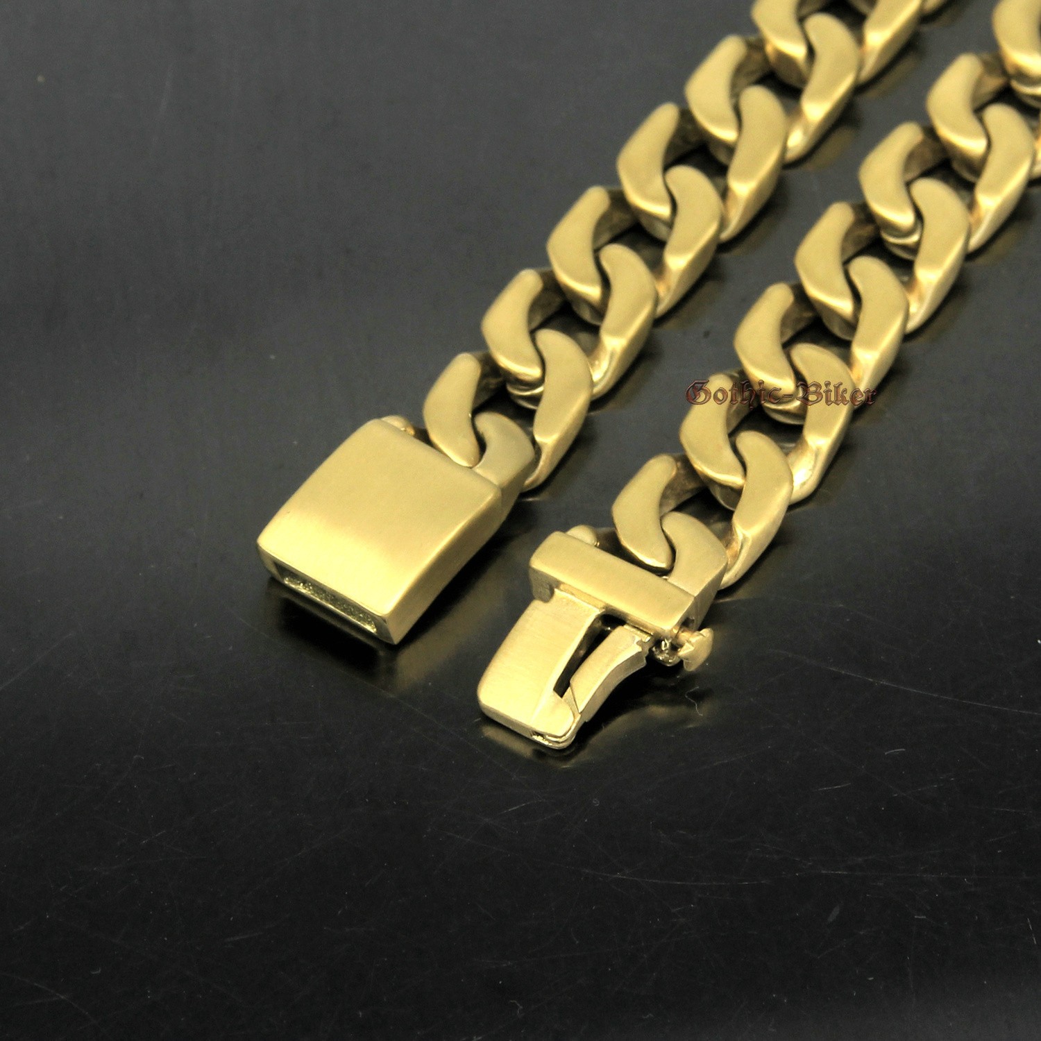 Heavy Men Cuban Curb Chain Stainless Steel Necklace Brush Matte 13mm Silver/Gold
