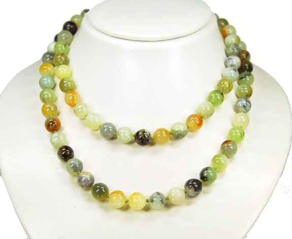 Ladies Necklace Gemstone Chain Flower Jade Ball Shape Ø-12mm 86cm Long