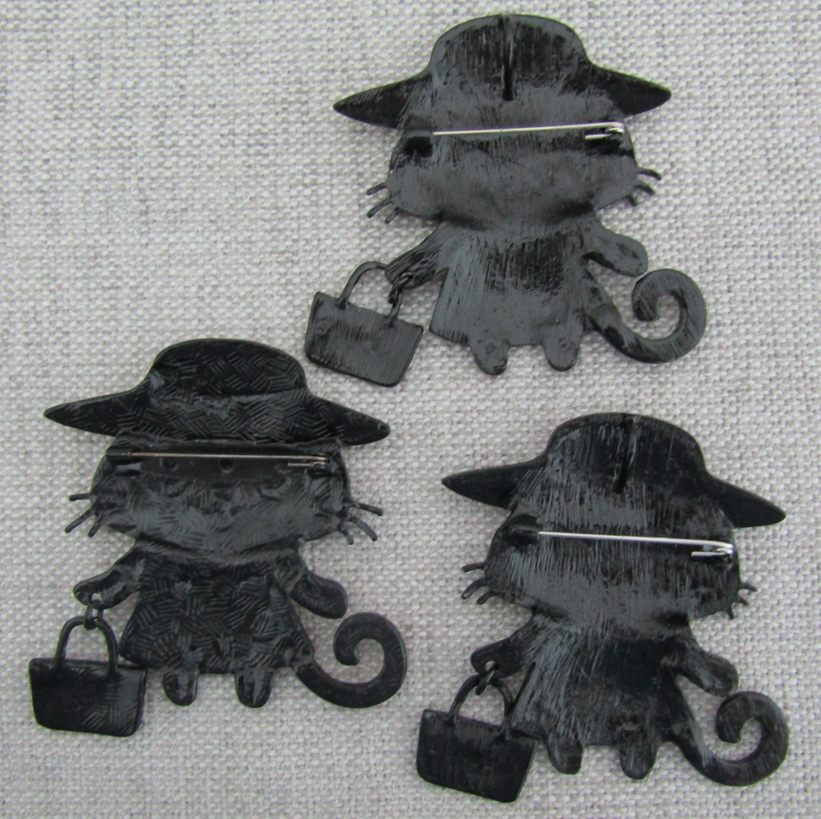 Cat Brooch Pin with Dangling Purse Mixed Assortment **YOU CHOOSE**