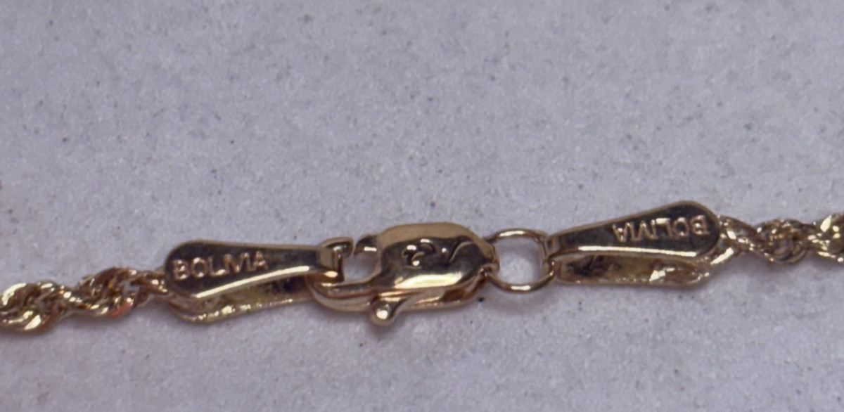 Vintage Bolivia 10k Yellow Gold Twisted Rope Link Chain Necklace 22″